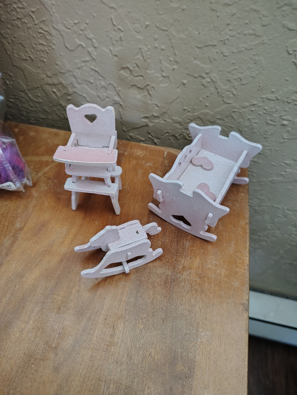 Miniature Doll Furniture Set in Light Pink